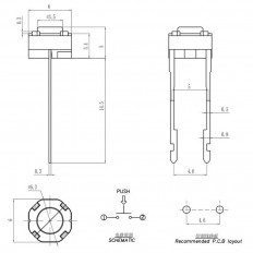 Кнопка такт.TSTF(d=6мм,h=5мм,верт.) 2pin для LG