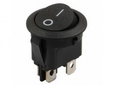 Сетевой выключатель KCD1-8-201 ON-OFF черный круглый с фиксацией d=20.7mm; 6A/250V; 4 pin