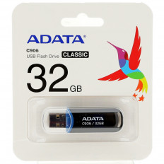 Карта Flash USB 32 Gb (906 Black) A-DATA с колпачком; USB 2.0