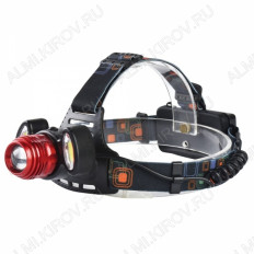 Фонарь налобный PT-FLG02(SL-150) светодиодный Патриот 1LED CREE T6 + 2LED COB; ZOOM питание 2xLi-ion18650, зарядка от сети 220В или от прикуривателя 12DCV