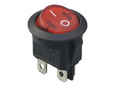 Сетевой выключатель KCD1-8-201N ON-OFF красный круглый с фиксацией с подсветкой d=20.7mm; 6A/250V; 4 pin