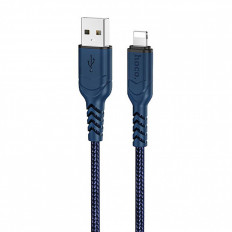 Кабель USB-Lightning, 1.0м, для зарядки и передачи данных, синий, (X59 Victory) HOCO 2.4A, нейлон (тканевая оплётка), ...