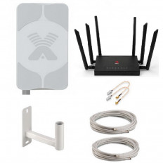 Комплект для усиления 3G/4G интернета Дача-15F + Wi-Fi, до 15 км Роутер ZONCH B825/ Антенна AGATA-2F MIMO/ Кронштейн КН-200/ Кабель SAT50 - 10м (2шт)/ Разъем F (4шт)/ Адаптер антенный SMA-F (2шт)