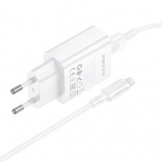 Сетевое зарядное устройство с выходом USB, 1.5А, белый, BA110A Lemi, с кабелем USB-microUSB;