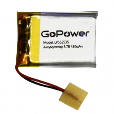 Аккумулятор LP552535-PCB-LD (3.7V; 430mAh) GoPower Li-Pol; 5,5*25*35мм (цена за 1 аккумулят