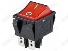 Сетевой выключатель RWB-513 (SC-767) ON-OFF красный с фиксацией с подсветкой 29,5*22,2mm; 15A/250V; 4 pin
