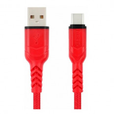 Кабель USB-Type-C, 1.0м, для зарядки и передачи данных, красный, (X59 Victory) HOCO 3.0A, нейлон (тканевая оплётка), ...