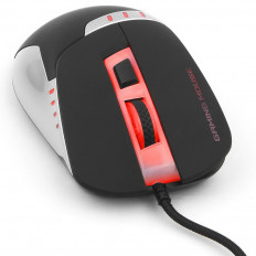 Мышь проводная MG-520 Black подсветка, игровая GEMBIRD проводная; 3200 dpi; 5 кнопок + колесо-кнопка; длина кабеля 1.75 (тканевый)