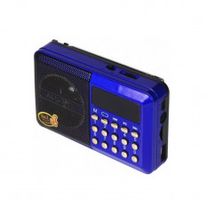 Радиоприемник H044U синий Shanfa УКВ 87,0-108.0 МГц; USB, microSD.AUX; Питание от аккумулятора . Зарядка через шнур USB