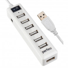 Разветвитель USB на 7 USB-портов белый PF-H034 PERFEO USB 2.0;