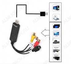 Устройство видеозахвата USB 1-канал (5-990) TY305 EASYCAP USB2.0; PAL/NTSC 768x576; видеовход SVHS,RCA; аудиовход RCA стерео