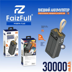 Аккумулятор внешний 30000mAh FL60 черный с кабелями Type-C и Lighting
