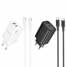 Сетевое зарядное устройство с вых.USB,Type-C,3.0A,черный BA87A Flare star PD65W +QC3.0,с каб.Type-C