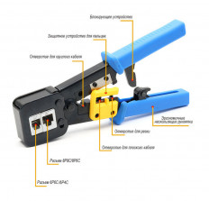 Клещи для обжима разъемов RJ11/RJ12/RJ45 UC-4568 RIPO разъемы: 6P4C/6P6C/8P8C; с фиксатором