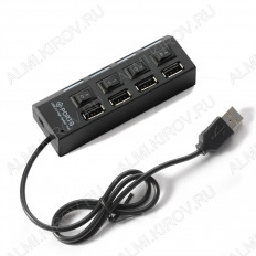 Разветвитель USB на 4 USB-порта OT-PCR08 (Hi-Speed) с выключателями No name USB 2.0; длина кабеля 1 м