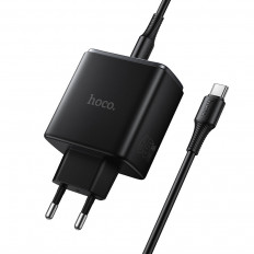 Сетевое зарядное устройство с вых.USB,2*Type-C,3.0A,черный C160A Upgrade GaN PD65W+QC3.0,с каб.Type-C