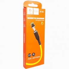 Кабель USB-Lightning, 1.0м, для зарядки , жёлтый, (D18L) DENMEN 2.4A, для зарядки, нейлон, магнитный