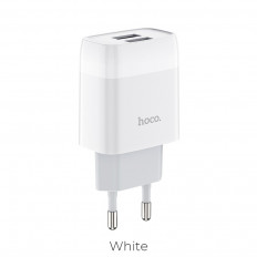 Сетевое зарядное устройство с выходом 2*USB, 2.4А, белое, C73A HOCO Uвх=100-240VAC; Uвых=DC5V/2.4A