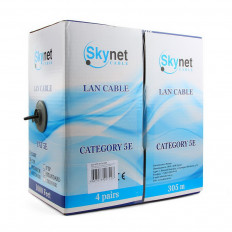 Кабель витая пара UTP cat5E (4 пары) OUTDOOR МЕДНАЯ Cu Premium (UTP 4x2x0,51 5e Out/Cu) неэкранирова SKYNET Черный; Cu4*2*0,51; 24AWG; PE5,0 (305м в бухте)