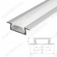 Профиль врезной MIC-F-2000 ANOD (012082) для LED-ленты шириной до 11мм ARLIGHT размеры: 2000*22*6мм; комплект: только профиль