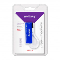 Card Reader SBR-717-B голубой Smartbuy USB2.0; поддержка: microSD, MiniSD, SD, XD, MMC, MS, M2 универсальный