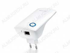 Wi-Fi Усилитель сигнала TL-WA850RE TP-LINK Скорость передачи данных до 300мБит/с, разъем RJ45, стандарт беспроводной связи — 802.11b/n/g, частота — 2.4 ГГц