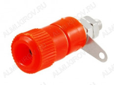 Разъем BANANA гнездо на панель красный (058)