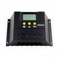 Контроллер заряда CM5024Z 50А (12/24В) LCD JUTA Максимальная мощность подключаемых солнечных батарей для 12В АКБ — 600Вт.
24В АКБ — 1200Вт