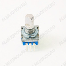 Энкодер а/м 5 pin с кнопкой (22) (R12) Вал 16 мм, металл, лыска, крепеж п/гайку