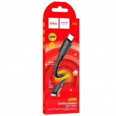 Кабель Type-C-Type-C, 1.0м, для зарядки и передачи данных, чёрный, (X84) HOCO 3.0A, ПВХ (PVC), ...