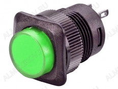 Кнопка RWD-315 (R16-504A) ON-OFF зеленая, с фиксацией, с подсветкой 3V d=16mm; 3A/250VAC; 4pin