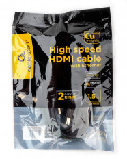 Шнур HDMI шт/HDMI шт 1.5м (ver 2.0) UHD 4K/60Hz, 18Gbit/s (CCF2-HDMI4-5) CABLEXPERT Plastic-Gold, с ферритовыми фильтрами, пакет