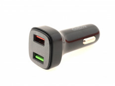 Автомобильное зарядное устройство с выходом USB*2, 3.1A, PD18W, QC3.0, CR29, черный, с вольтмет