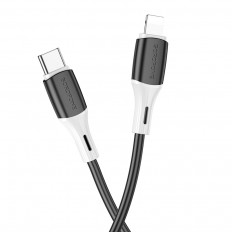 Кабель Type-C-Lightning, 1.0м, для зарядки и передачи данных, черный, BX79