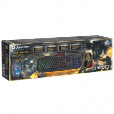 Комплект игровой: клавиатура+мышь+гарнитура+коврик MKP-350 черный DEFENDER проводной; подсветка