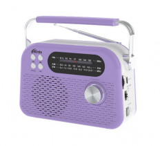 Радиоприемник RPR-045 LAVENDER RITMIX УКВ(FM) 87.5-108МГц; СВ(MW) 522-1620МГц; КВ(SW) 9,5-18МГц ; Bluetooth; USB, microSD; питание от аккумулятора 18650(в комплекте). Зарядка через шнур USB