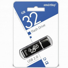 Карта Flash USB 32 Gb (Glossy Black) SMART BUY с колпачком; USB 2.0